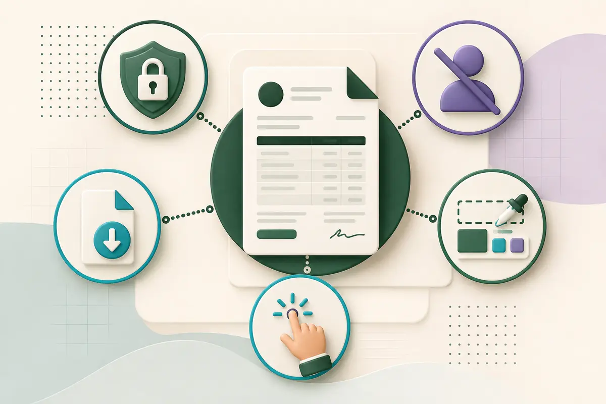 Five visual criteria for selecting the best free invoice generator for a small business