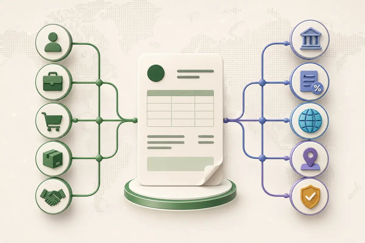 Invoice requirements checklist separating universal fields from jurisdiction-specific rules