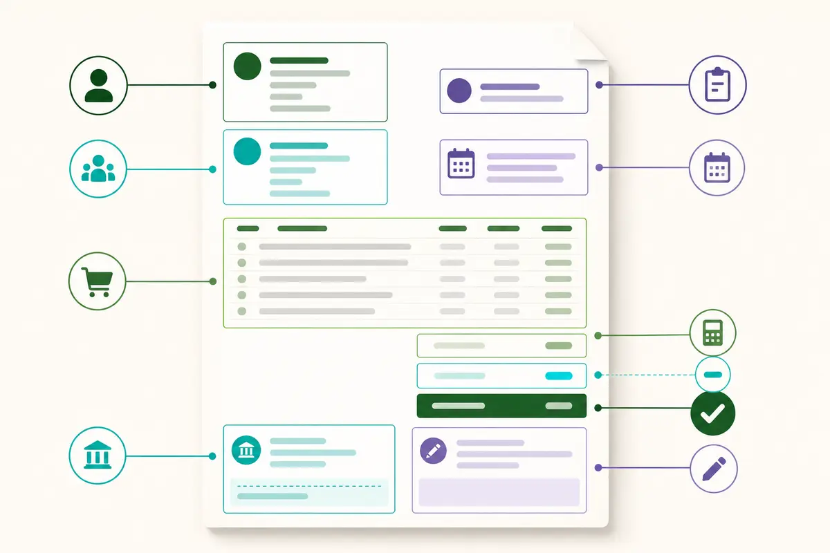 Professional invoice anatomy showing the essential information an invoice should include